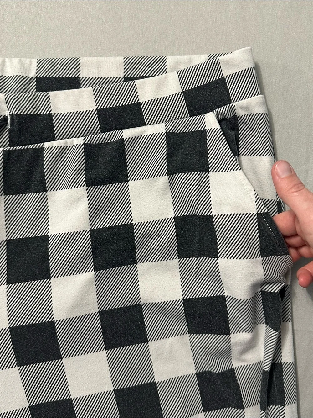Lands End Lounge Pants XL 18 Womens Black White Buffalo Plaid Knit Sleep